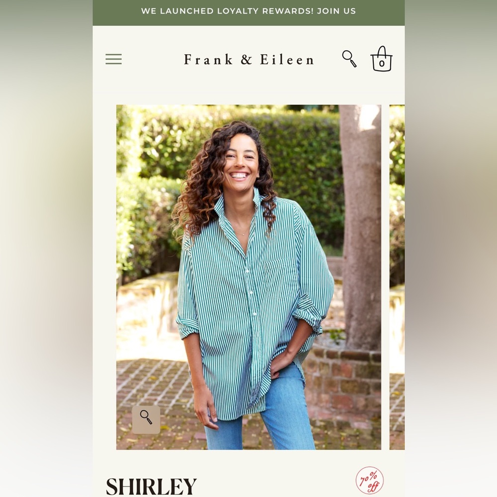 Frank & Eileen, Shirley oversized Button-Up Shirt, Striped, Size Medium